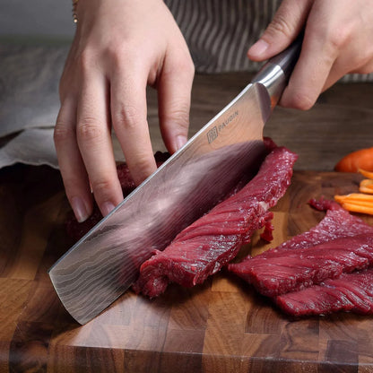Nakiri Knife - 7" Razor Sharp Meat Cleaver and Vegetable Kitchen Knife, High Carbon Stainless Steel, Multipurpose Asian Chef Knife for Home and Kitchen with Ergonomic Handle