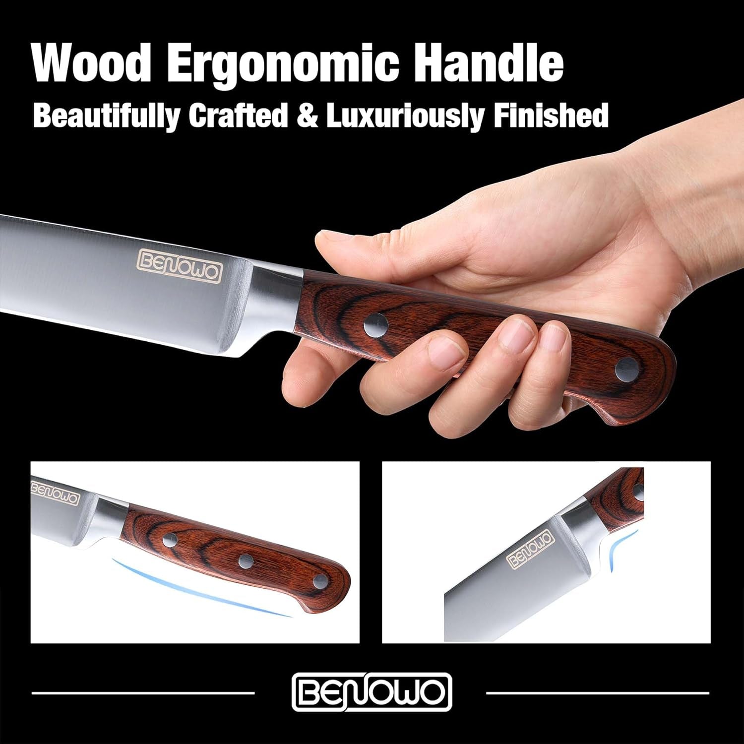 Carving Knife Set 2-Piece, 8-Inch Turkey Carving Knife and Fork Set Stainless Steel Kitchen Knife for Steak, Hibachi Knife and Fork, BBQ Carving Fork with Gift Box – Designed in USA