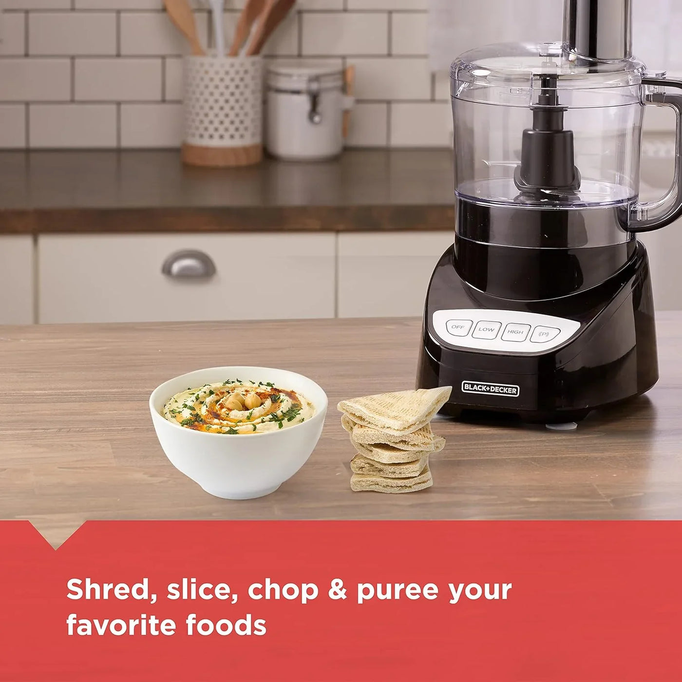 8-Cup Food Processor, Easy Assembly, Stainless Steel S-Blade, Shred, Slice, Chop, Puree, 450W Motor