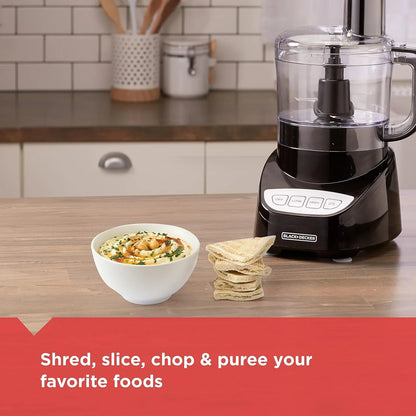 8-Cup Food Processor, Easy Assembly, Stainless Steel S-Blade, Shred, Slice, Chop, Puree, 450W Motor