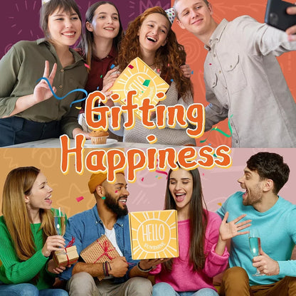 Friends celebrating with gifts and cupcakes, sharing joy and happiness at a party