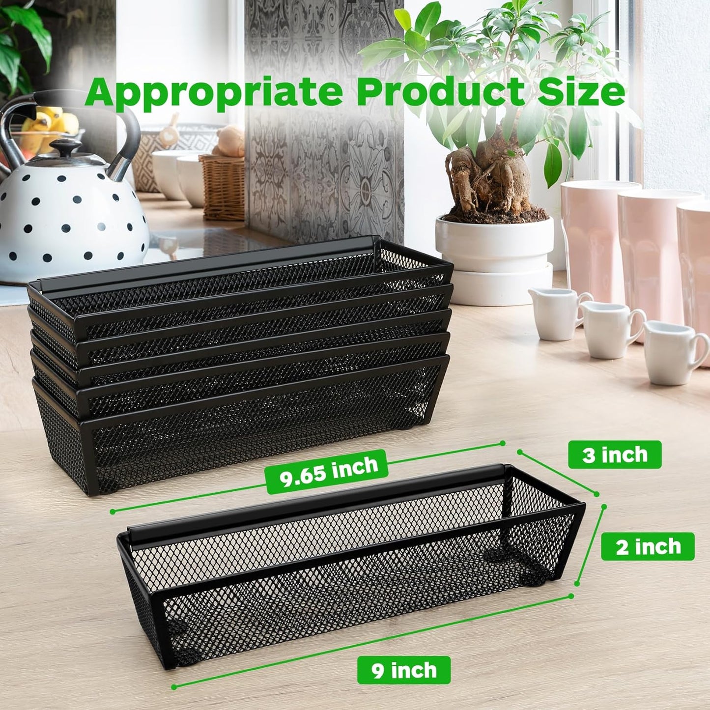 Silverware Drawer Organizer, Silverware Organizer for Drawer, 6 Pack Utensil Organizer for Kitchen Drawers, Kitchen Drawer Organizer for Large Utensils with Interlocking Arm (9.6 * 3 * 2 Inch)