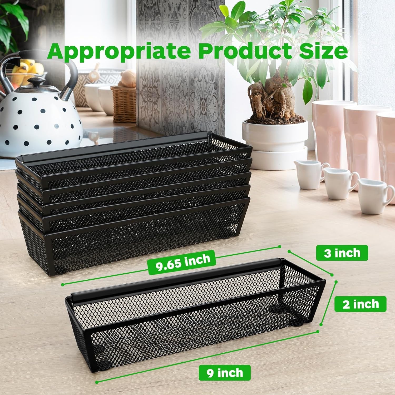 Silverware Drawer Organizer, Silverware Organizer for Drawer, 6 Pack Utensil Organizer for Kitchen Drawers, Kitchen Drawer Organizer for Large Utensils with Interlocking Arm (9.6 * 3 * 2 Inch)