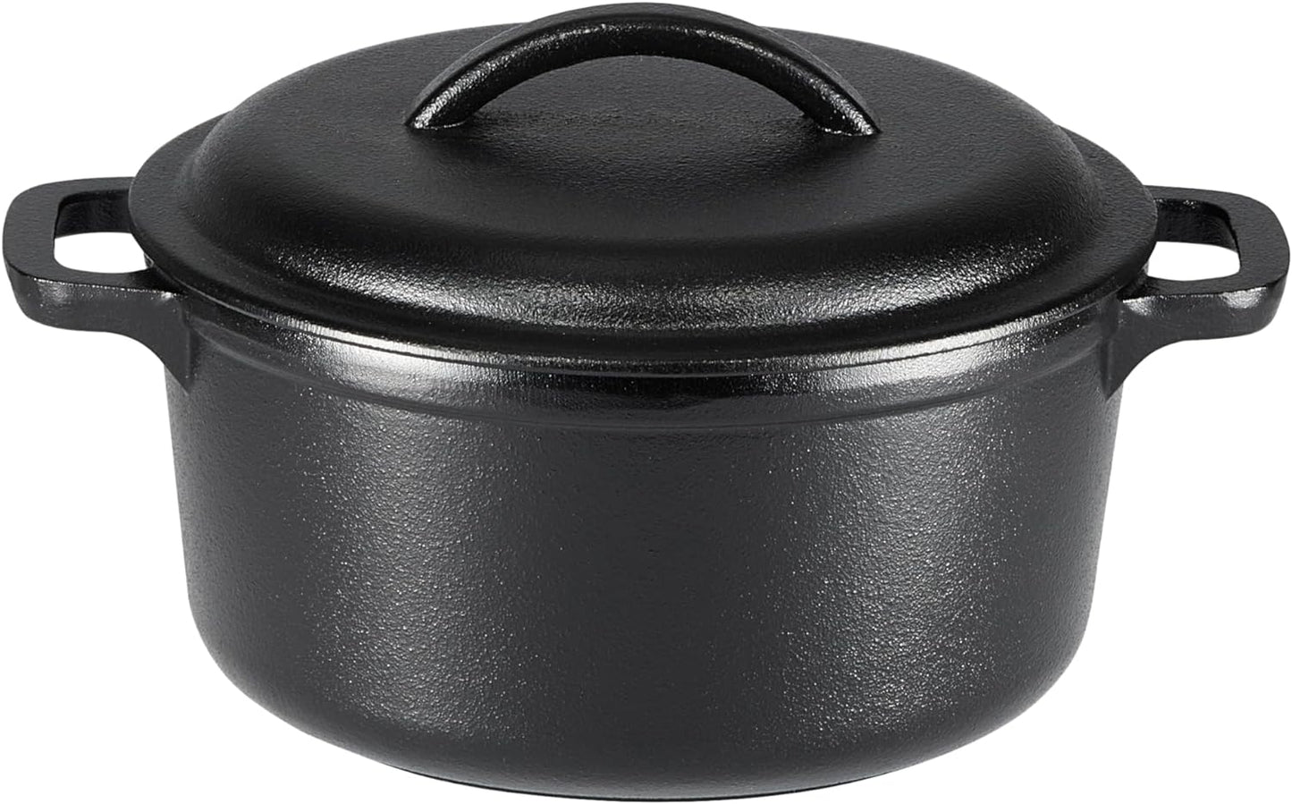 Pre-Seasoned Cast Iron Mini Dutch Oven Pot with Lid and Dual Handles, Oven Safe, 2-Quart, Round, Black