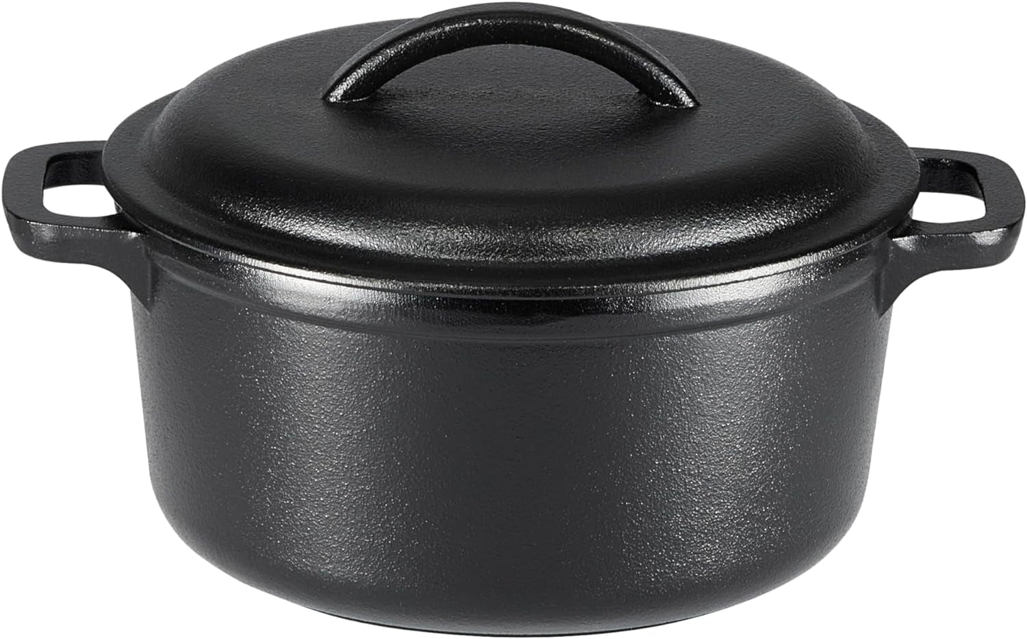 Pre-Seasoned Cast Iron Mini Dutch Oven Pot with Lid and Dual Handles, Oven Safe, 2-Quart, Round, Black