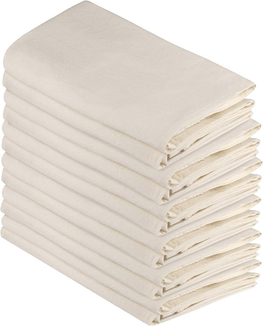 100% Cotton Flour Sack Towels – 12 Pack, 27X27 Inches, Natural, Lint-Free, Pre-Washed, Hemmed Edges – Reusable Kitchen Towels for Cleaning, Embroidery, Printing & Crafts - Natural