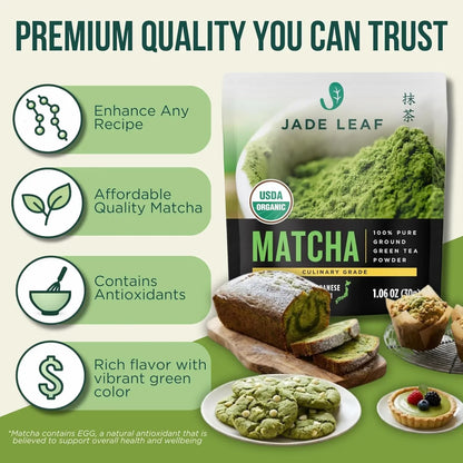 Organic Culinary Grade Matcha Powder - Japanese Green Tea for Baking, Smoothies, Lattes, and Skin Care, 30G / 1.06 Ounce (Pack of 1)
