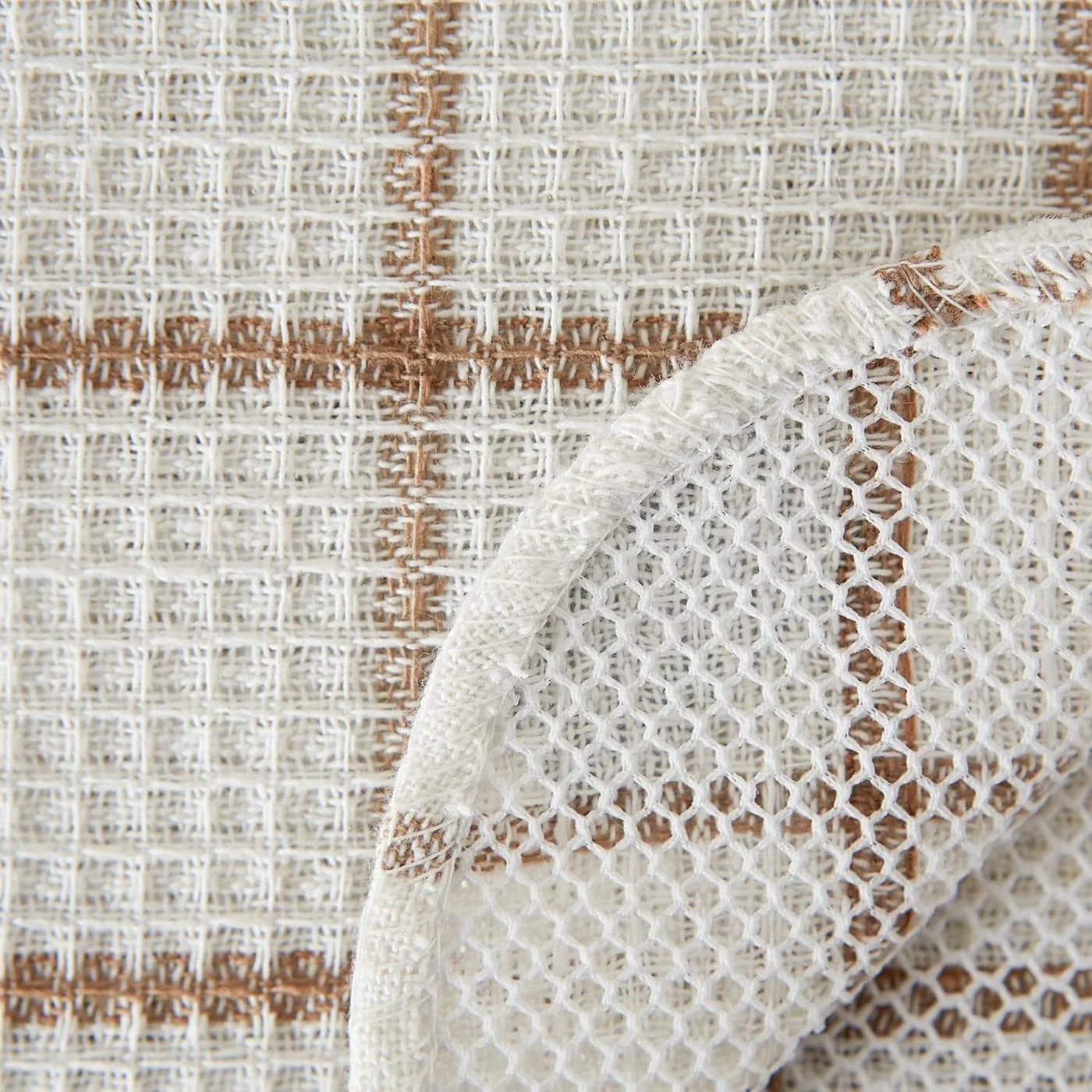 Scrubber Dishcloths Collection Windowpane Dishrag Set, 12X12, White/Stone Stripe, 6 Piece