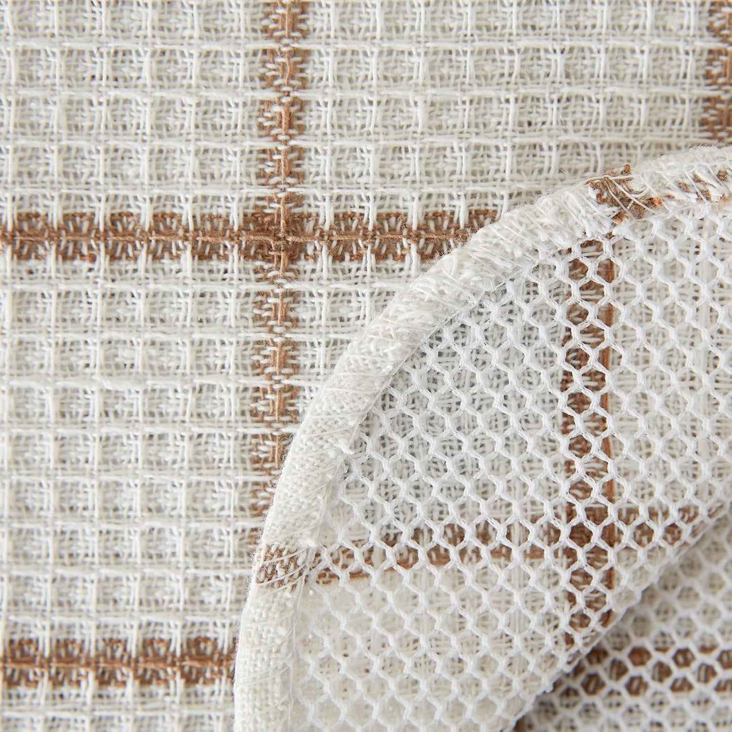 Scrubber Dishcloths Collection Windowpane Dishrag Set, 12X12, White/Stone Stripe, 6 Piece