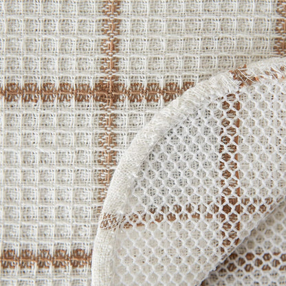 Scrubber Dishcloths Collection Windowpane Dishrag Set, 12X12, White/Stone Stripe, 6 Piece