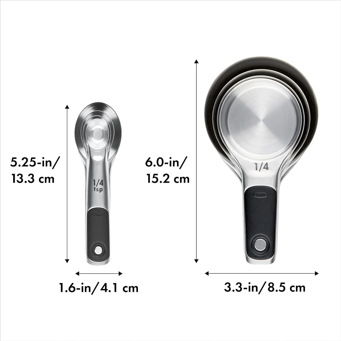 Good Grips 8 Piece Stainless Steel Measuring Cups and Spoons Set