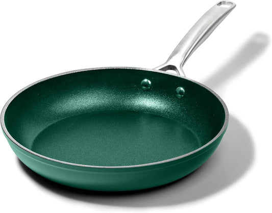 10 Inch Nonstick Frying Pan Skillet, Granite Coated Non Toxic Cooking Pan for Eggs & Omelettes, PFOA Free, Withstands Metal Utensils, Oven Safe to 500°F, Dishwasher Safe, Emerald Green