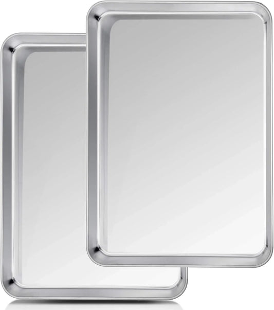 Baking Sheet, 20’’×14’’×1’’, Cookie Sheet Half Sheet Baking Pans Stainless Steel, Non Toxic & Healthy, Heavy Duty & Thick Gauge, Mirror Finish & Dishwasher Safe - 2 Piece