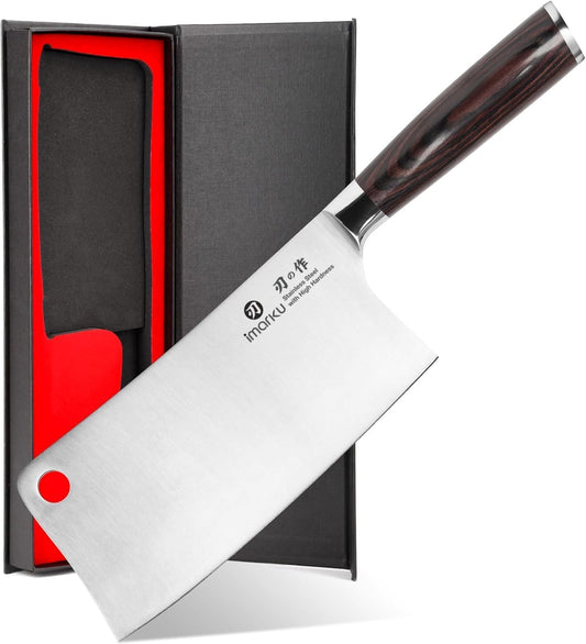 Cleaver Knife 7 Inch Meat Cleaver, Japanese High Carbon Stainless Steel Butcher Knife with Ergonomic Handle, Ultra Sharp Chopping Knife, Kitchen Gadgets for Home/Restaurant, Gifts for Men Women