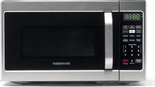 0.7 Cu. Ft. Countertop Microwave Oven – 700 Watts Power, Auto Cook Settings, Defrost, Easy Clean and Child Safety Lock - Stainless