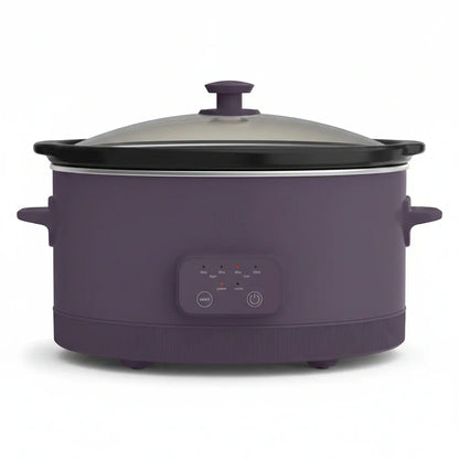 6.0 Qt Programmable Slow Cooker, Ceramic Nonstick Coating, Adjustable Temperature & Cooking Times, Dishwasher Safe Stoneware Pot & Tempered Glass Lid, Tangle Free Cord Wrap, Plum