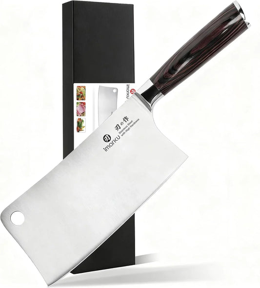 Meat Cleaver 7 Inch, Razor Sharp Japanese High Carbon Steel Vegetable Cleaver Knife, Multipurpose Kitchen Chopper Butcher Knife for Home Kitchen & Restaurant, Ergonomic, Gifts for Men and Women