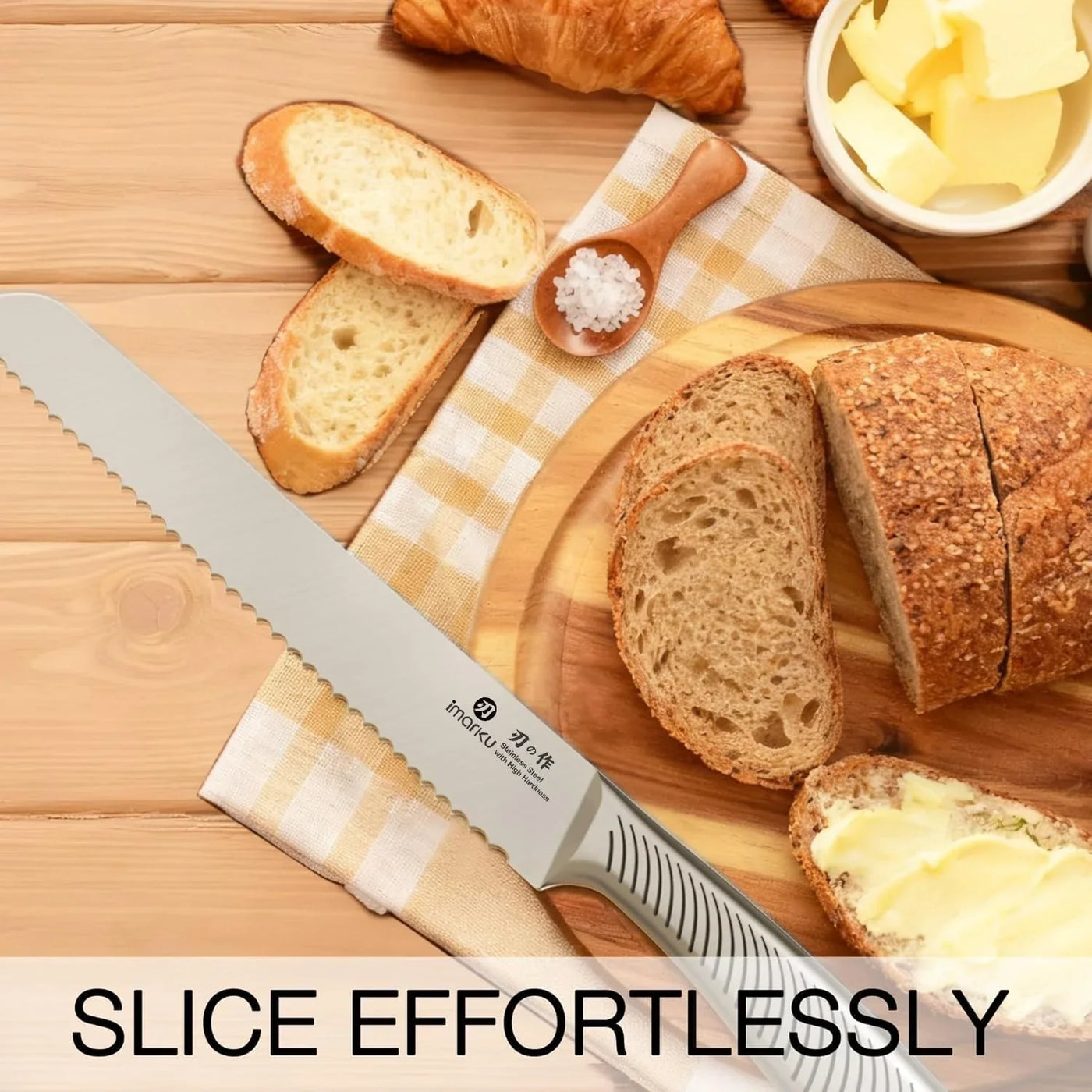 Bread Knife 10 Inch: Japanese High Carbon Stainless Steel Professional Grade Serrated Bread Knife, Razor Sharp Edge Cake Knife for Homemade Bread/Bagels/Cake