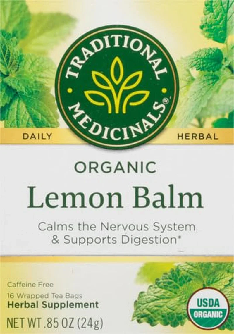 Organic, Lemon Balm - Supports Stress Relief & Digestive Health - Kosher, Non-Gmo, Caffeine-Free, Compostable - 16 Tea Bags