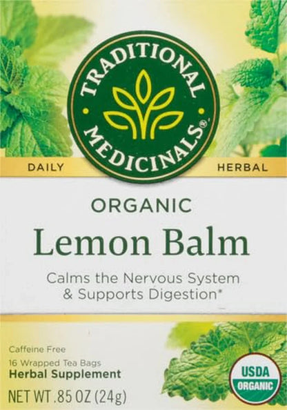 Organic, Lemon Balm - Supports Stress Relief & Digestive Health - Kosher, Non-Gmo, Caffeine-Free, Compostable - 16 Tea Bags
