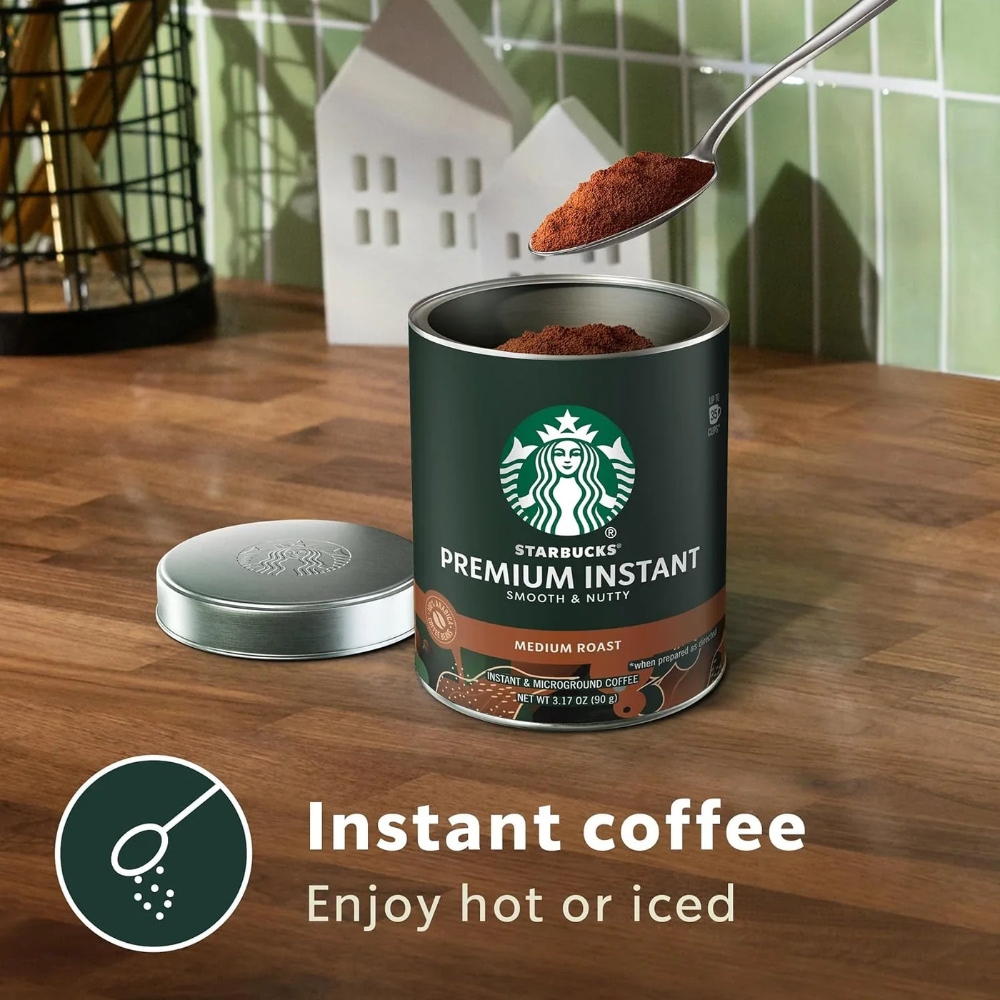 Premium Instant Coffee, Medium Roast Coffee, Arabica Beans, Three 3.17 Oz Tins