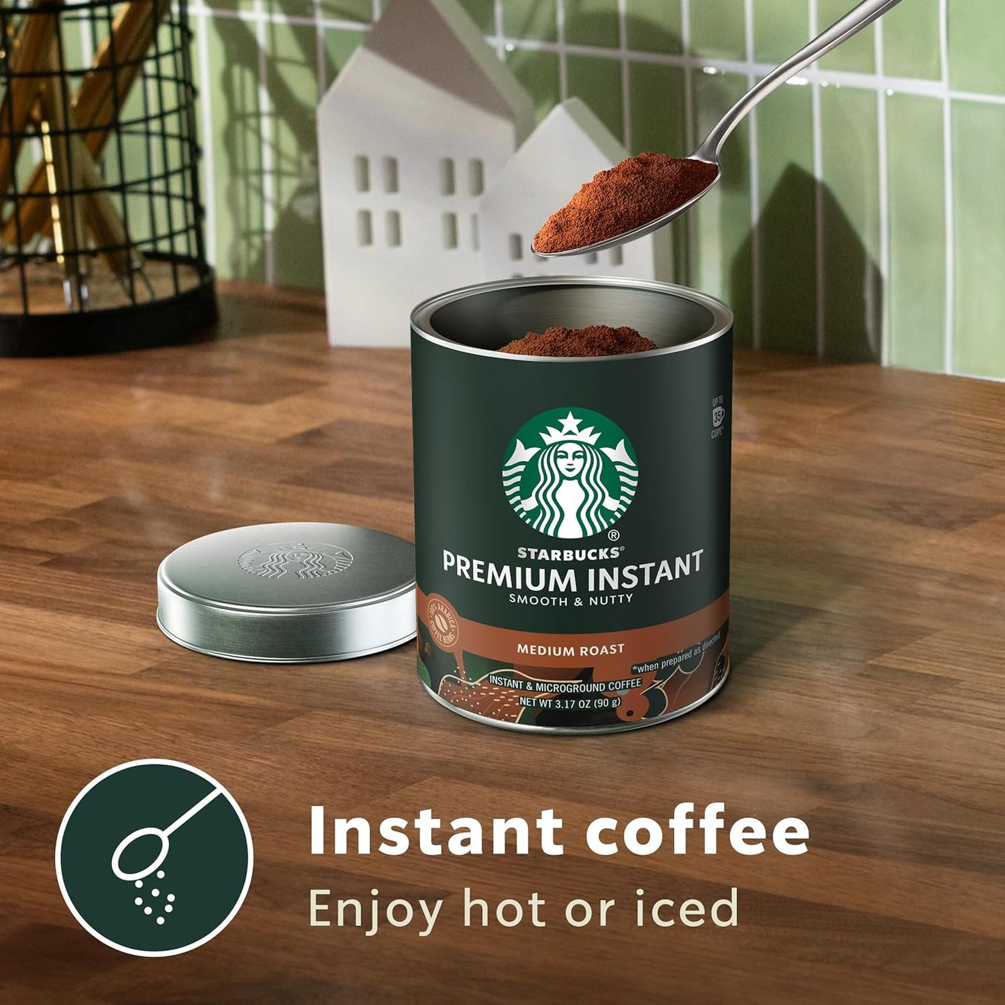 Premium Instant Coffee, Medium Roast Coffee, Arabica Beans, Three 3.17 Oz Tins