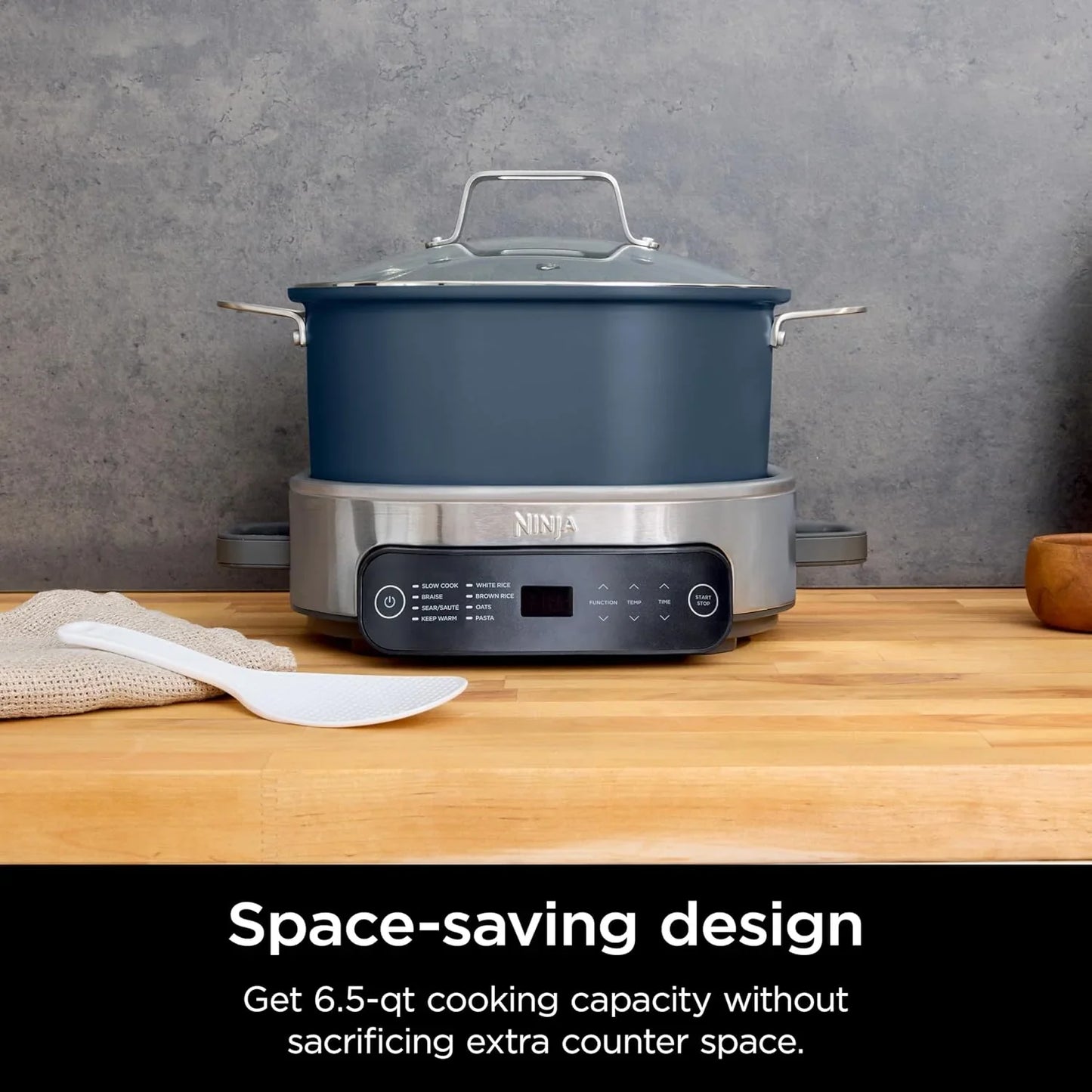 MC1101 Foodi Everyday Possible Cooker Pro, 8-In-1 Versatility, One-Pot Faster Cooking Replaces 10 Tools, Family-Sized Capacity with Adjustable Temp Control, 6.5 Quarts, Midnight Blue