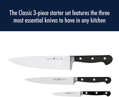 Classic Razor-Sharp 3-Piece Kitchen Knife Set, Chef Knife, Paring Knife, Utility Knife, German Engineered Informed by 100+ Years of Mastery, Stainless Steel