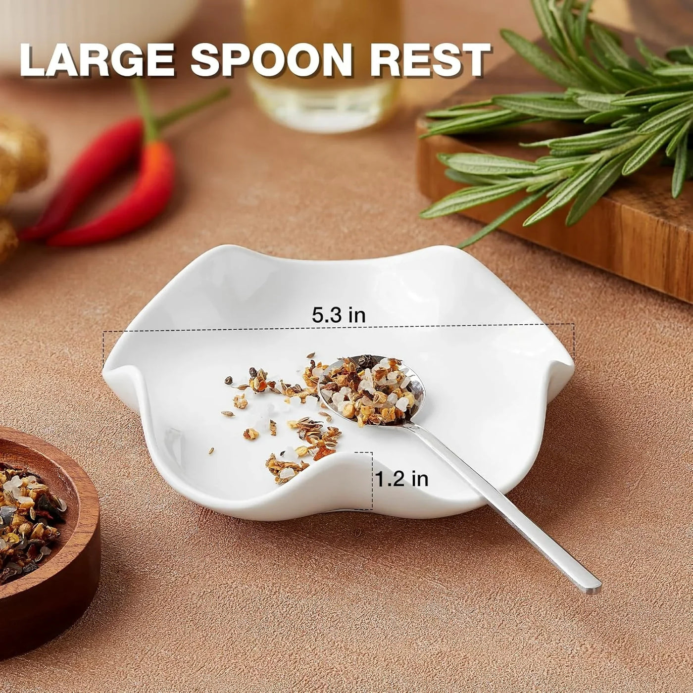 Spoon Rest for Stove Top, 5.3 Inch Ceramic Spoon Holder for Kitchen Counter, Coffee Spoon Holder, Cooking Utensil Rest for Spoons, Ladles, Tong, Heat-Resistant Spoon Rest, Housewarming Gifts