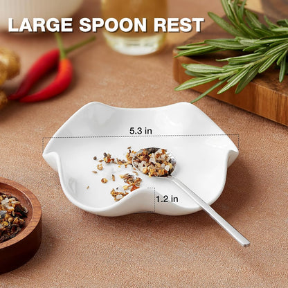 Spoon Rest for Stove Top, 5.3 Inch Ceramic Spoon Holder for Kitchen Counter, Coffee Spoon Holder, Cooking Utensil Rest for Spoons, Ladles, Tong, Heat-Resistant Spoon Rest, Housewarming Gifts