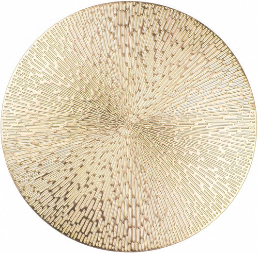 Round Placemats Gold Metallic Set of 6 Vinyl Hollow Placemats 15 Inch, Washable Easy Clean Wipeable Non Slip Stain Heat Resistant Dining Table Place Mats for Wedding Party Decoration by