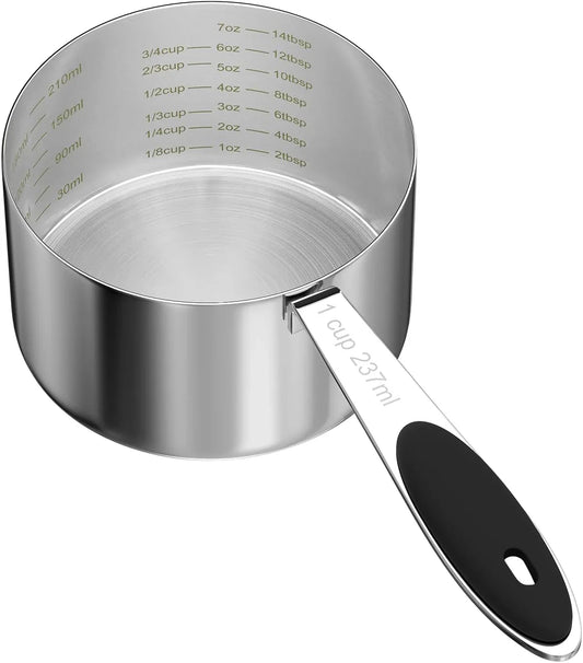 1PCS 1Cup(237Ml) Dog Cat Food Scoop, Stainless Steel Measuring Cup, Metal Pet Scooper with Inner Precision Scale Measurement