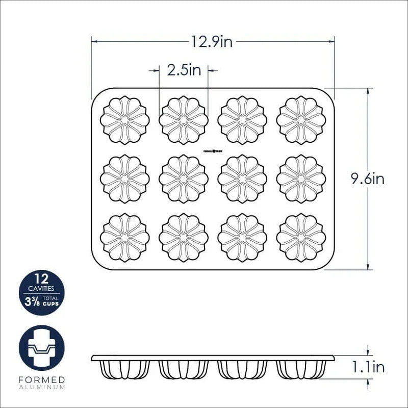 Formed Mini Bundt, 12 Cavity Cupcake, Twilight Blue