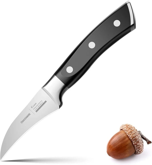 Bird Beak Paring Knife, 2.75 Inch Peeling Knives German Stainless Steel Small Curved Fruit Knifes, Razor Sharp Kitchen Pairing Knives with Ergonomic and Full Tang Handle