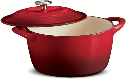 6.5 Qt round Dutch Oven OMBRE RED Enameled Cast Iron