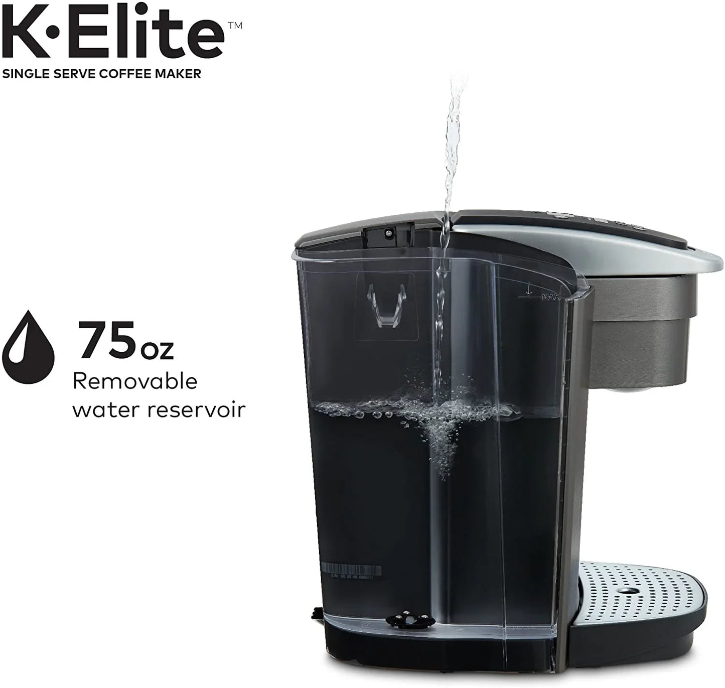 K-Elite Single Serve K-Cup Pod Coffee Maker, with Strength and Temperature Control, Iced Coffee Capability, 8 to 12Oz Brew Size, Programmable, Brushed Slate