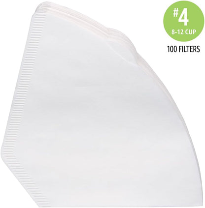 Number 4 Cone Coffee Filters for 8-12 Cup Coffee Makers, White, 100 Count