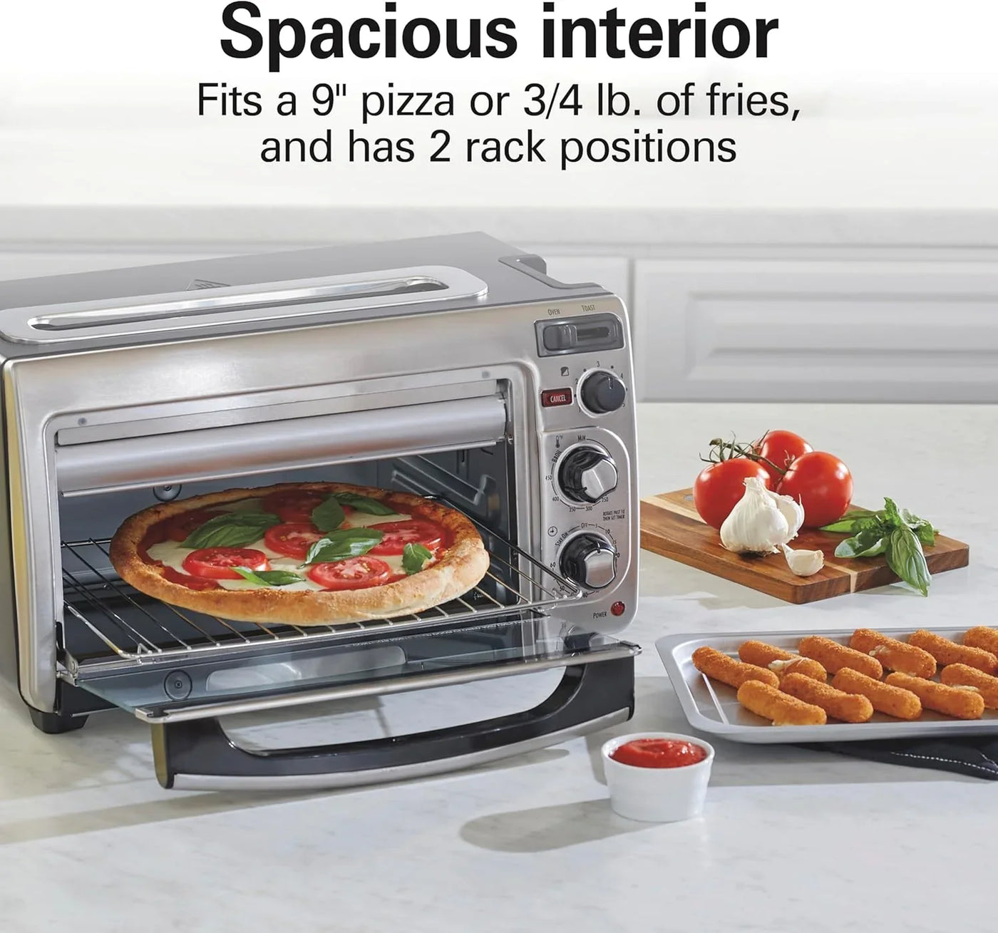 2-In-1 Countertop Toaster Oven and Long Slot 2 Slice Toaster, 60 Minute Timer and Automatic Shut Off, Shade Selector, Stainless Steel (31156)