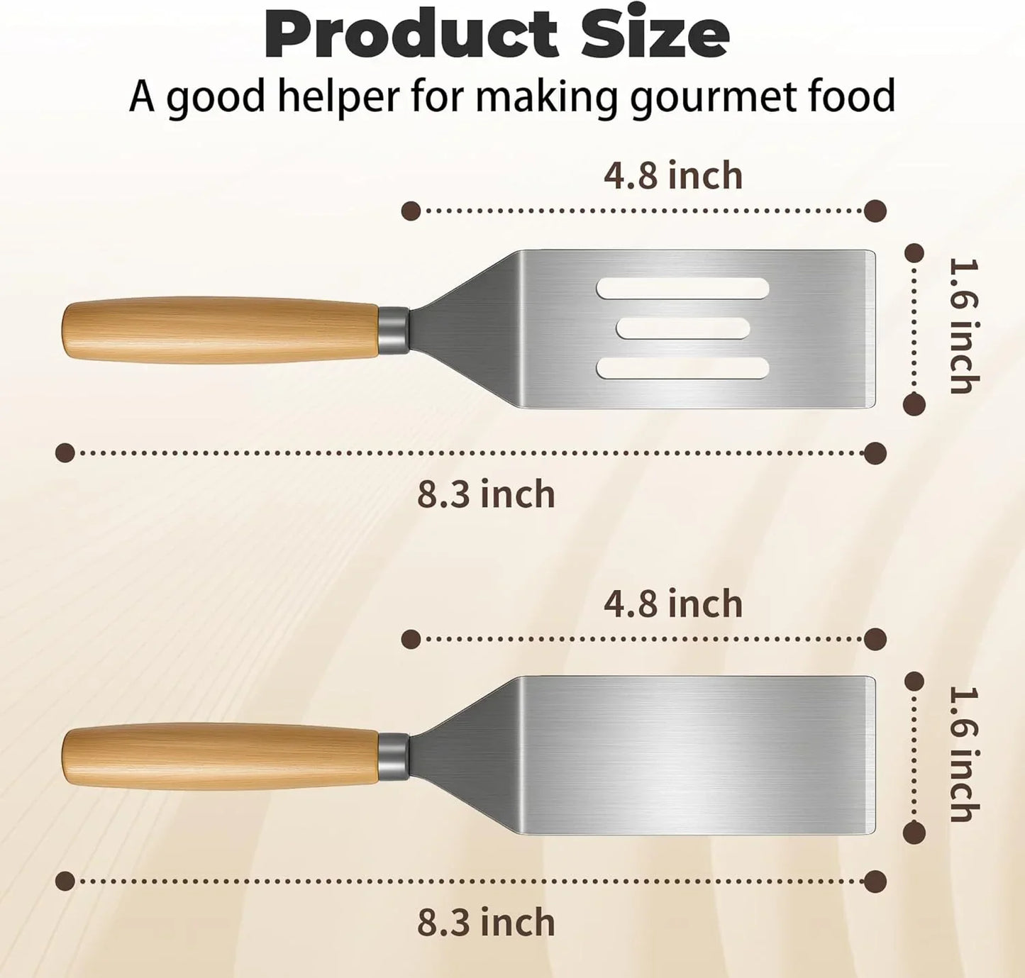 2Pcs Stainless Steel Spatula Set,Mini Serving Spatula for Kitchen Use,Metal Spatula for Cooking with Heat Resistant Handle,Metal Spatulas for Kitchen Use for Pancakes、Lasagna、Brownies、Cake and Cookie