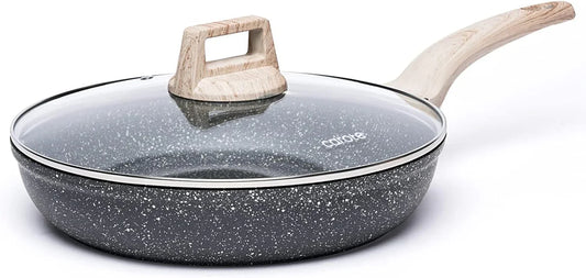 Non Stick Frying Pan Skillet, Nonstick Granite Fry Pan with Glass Lid, Egg Pan Omelet Pans, Stone Cookware Chef'S Pan, PFOA Free (Classic Granite, 10-Inch)
