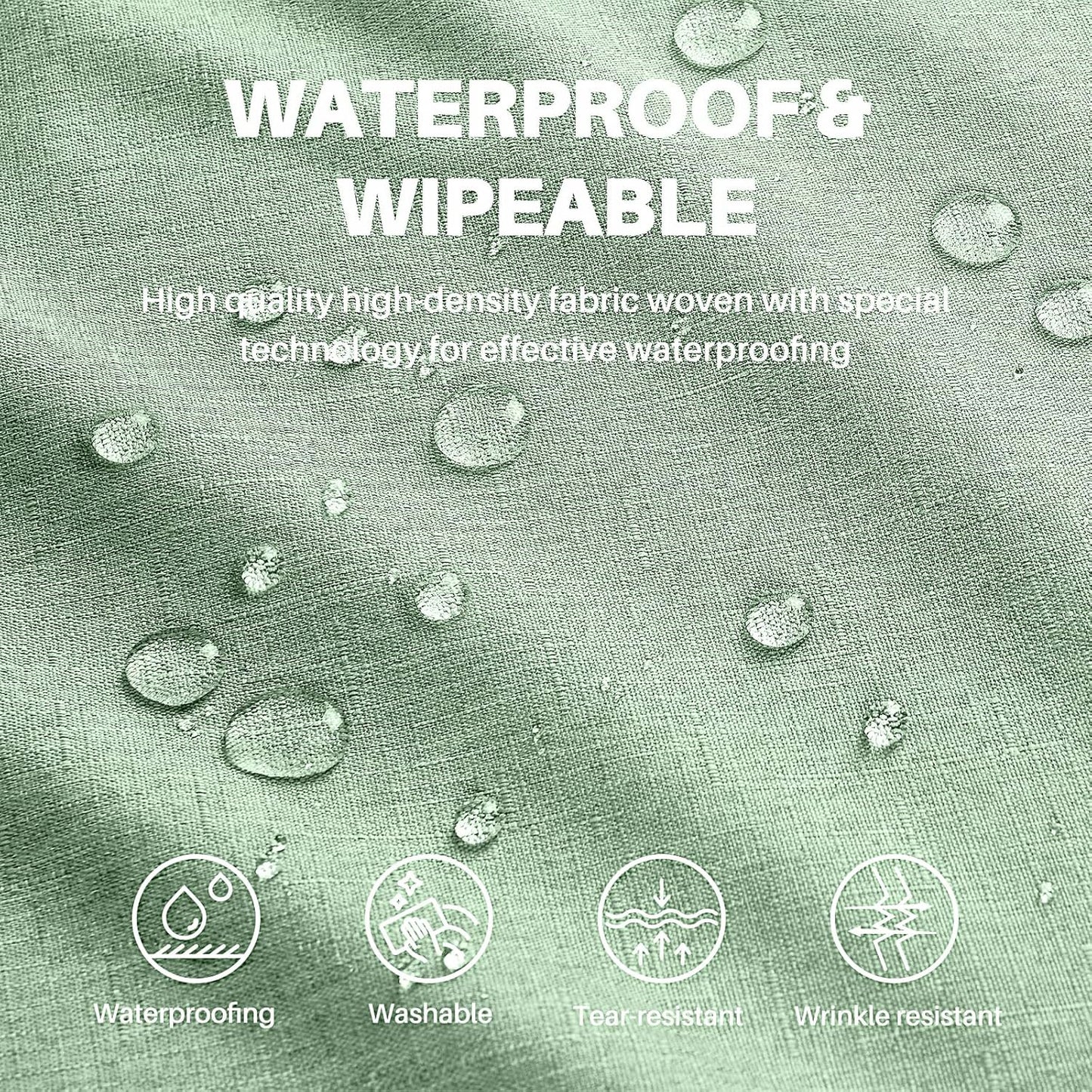 Textured Linen Table Cloth for Rectangle Tables - Sage Green Tablecloths Rectangular Waterproof Wrinkle Free Wipeable Dining Table Cover for Spring Easter Decor Wedding Birthday, 52 X 70 Inch