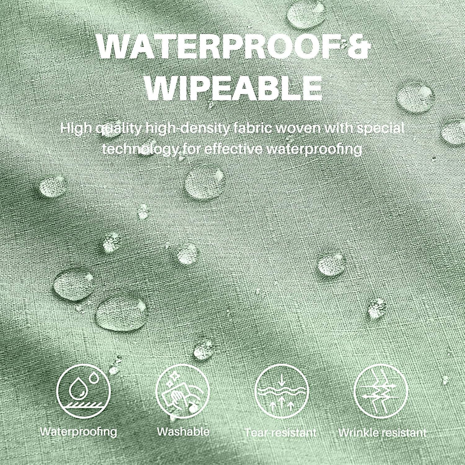 Textured Linen Table Cloth for Rectangle Tables - Sage Green Tablecloths Rectangular Waterproof Wrinkle Free Wipeable Dining Table Cover for Spring Easter Decor Wedding Birthday, 52 X 70 Inch