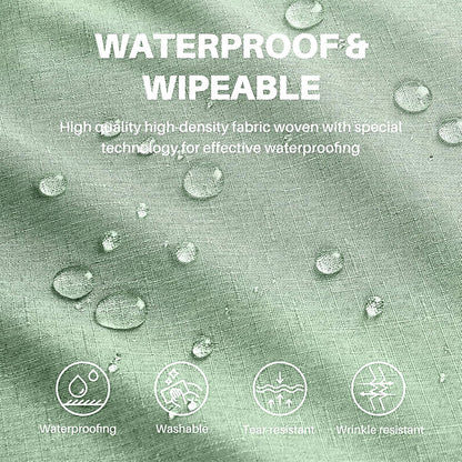 Textured Linen Table Cloth for Rectangle Tables - Sage Green Tablecloths Rectangular Waterproof Wrinkle Free Wipeable Dining Table Cover for Spring Easter Decor Wedding Birthday, 52 X 70 Inch