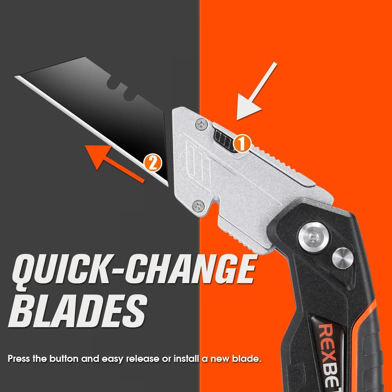 2-Pack Utility Knife, SK5 Heavy Duty Retractable Box Cutter for Cartons, Cardboard and Boxes, Blade Storage Design, Extra 10 Blades Included（Total 18 Blades）
