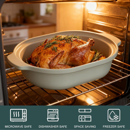 MAGNIFIQUE 4 Quart Programmable Casserole Slow Cooker, 8-In-1 Multi Cooker with Removable Non-Toxic Stoneware Crock, Claypot Slow Cooker, Rice-Cooking, Nonstick, Oven Safe Pot to 450°F, Olive