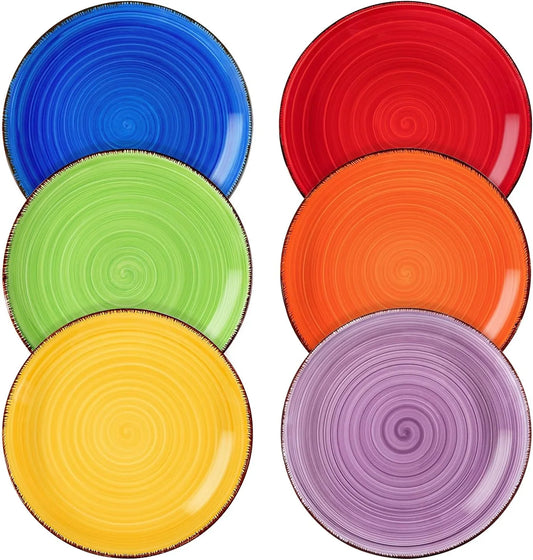 Bonita Muticolor Salad Plate Set of 6, 7.5 Inch Ceramic Dessert Plate, Dishwasher and Microwave Safe