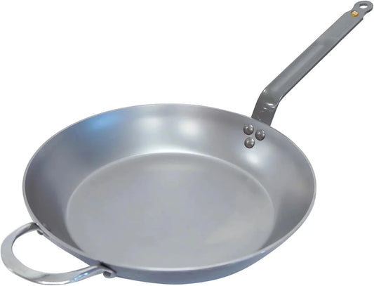MINERAL B Carbon Steel Fry Pan - 12.5” Diameter, 9” Cooking Surface - Ideal for Searing, Sauteing & Reheating - Naturally Non-Stick Finish - Made in France