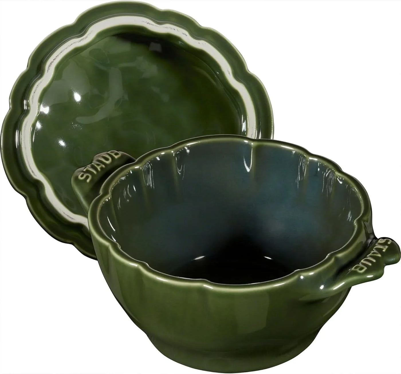 Ceramic Dutch Oven 16-Oz Petite Artichoke Cocotte, Basil