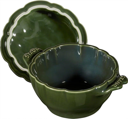 Ceramic Dutch Oven 16-Oz Petite Artichoke Cocotte, Basil