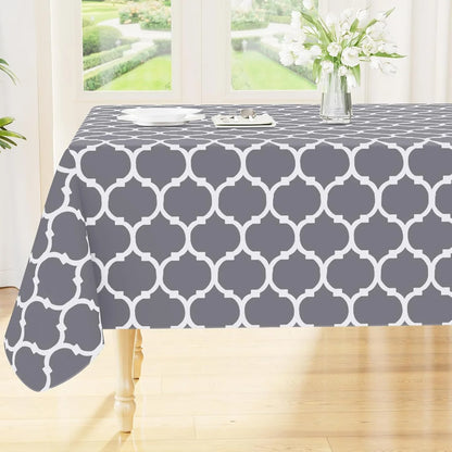Rectangle Table Cloth, Waterproof Vinyl Tablecloths with Flannel Backing for Rectangle Tables, Wipeable Spillproof Plastic Tablecloth for Dining, Camping, Indoor and Outdoor (60"X84", Grey)